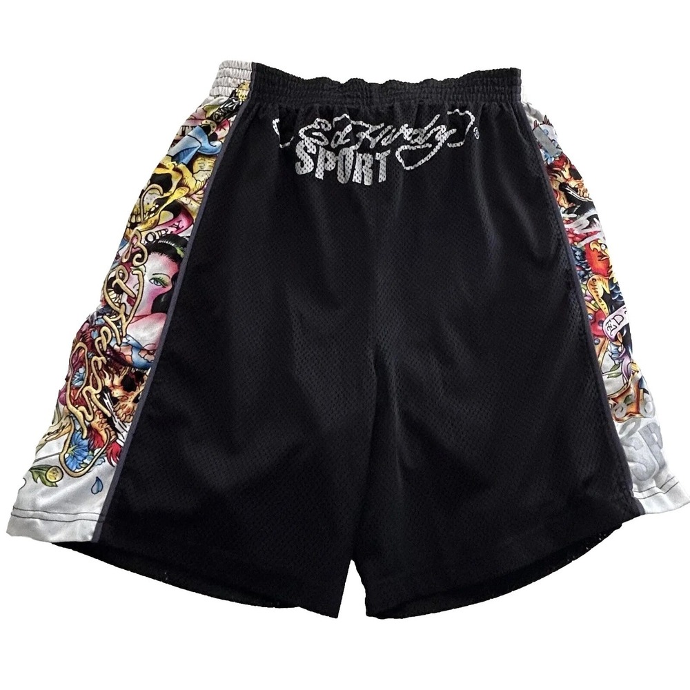 Ed Hardy Sport Shorts Men's Size XL Boxing Trunks Jersey style Training Y2K - Picture 4 of 12
